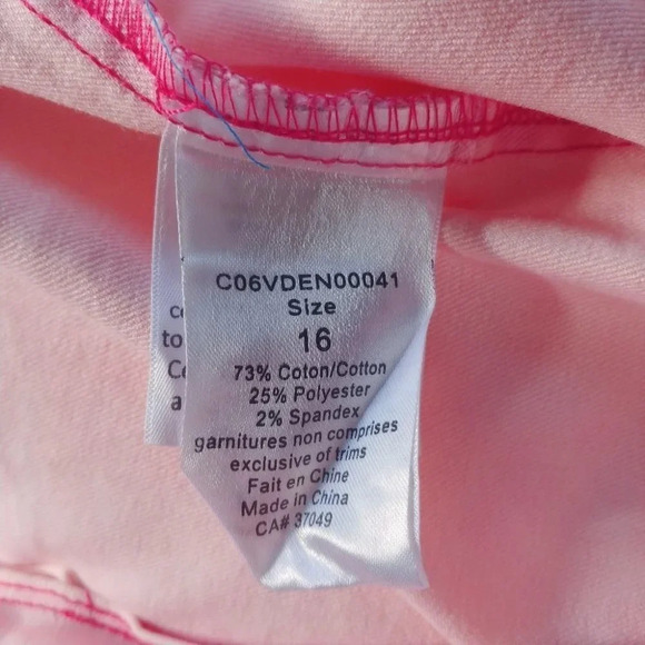 Claire France Sleeveless Stretch Jean Jacket  Faded Pink Salmon Orange Silver 16 - Picture 8 of 8